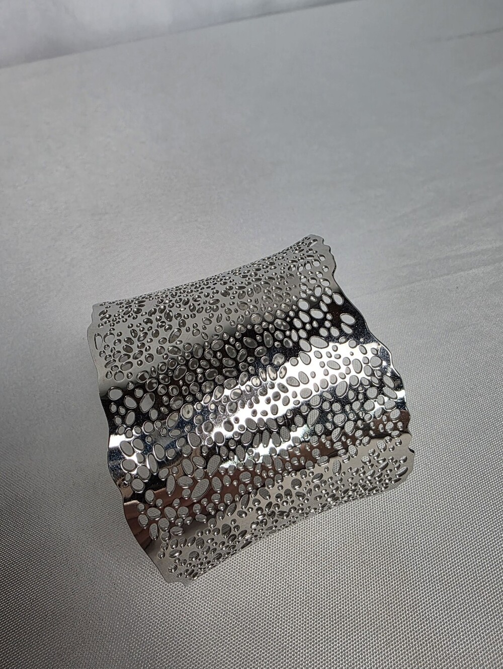 Stainless Steel Organic Lace Cutout Nali Italian Design Cuff Bracelet